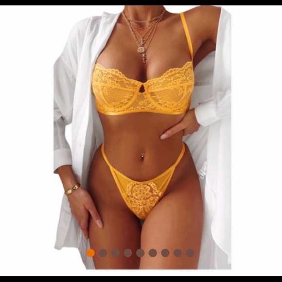 UNBRANDED Other - YELLOW BLOSSOM BALCONY AND THONG NWOT